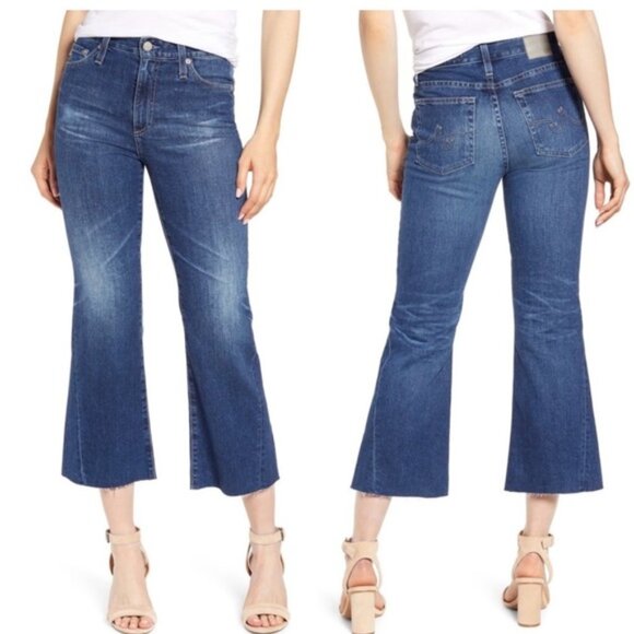 AG Adriano Goldschmied Quinne Crop High Rise Cropped Kick Flare Jeans Women’s 28 - Picture 1 of 10